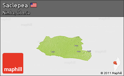 Physical Panoramic Map of Saclepea, single color outside