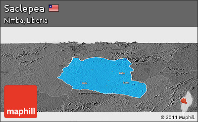 Political Panoramic Map of Saclepea, darken, desaturated