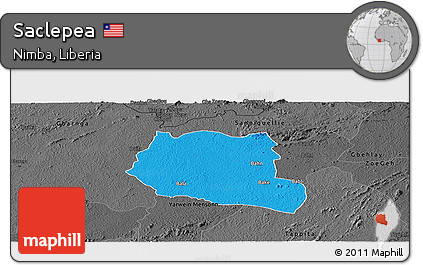 Political Panoramic Map of Saclepea, darken, desaturated