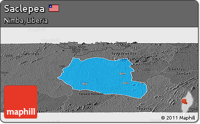 Political Panoramic Map of Saclepea, darken, desaturated