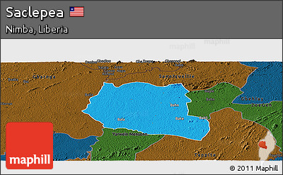 Political Panoramic Map of Saclepea, darken