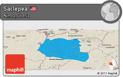 Political Panoramic Map of Saclepea, shaded relief outside