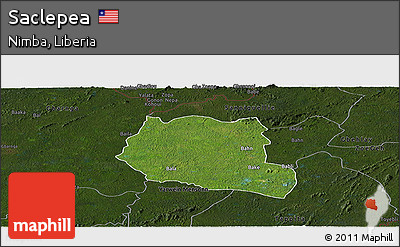Satellite Panoramic Map of Saclepea, darken