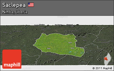 Satellite Panoramic Map of Saclepea, darken, semi-desaturated