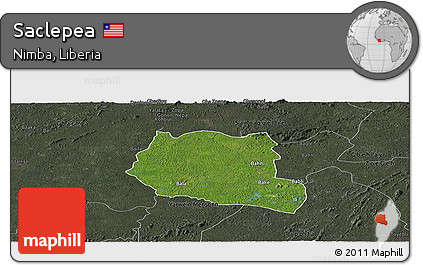 Satellite Panoramic Map of Saclepea, darken, semi-desaturated
