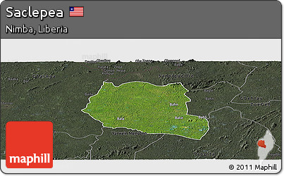 Satellite Panoramic Map of Saclepea, darken, semi-desaturated