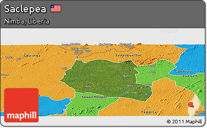Satellite Panoramic Map of Saclepea, political outside