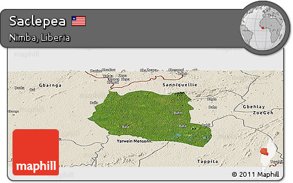 Satellite Panoramic Map of Saclepea, shaded relief outside