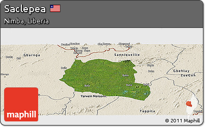 Satellite Panoramic Map of Saclepea, shaded relief outside