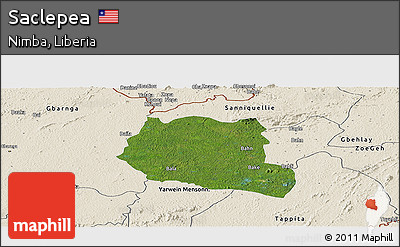 Satellite Panoramic Map of Saclepea, shaded relief outside