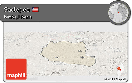 Shaded Relief Panoramic Map of Saclepea, lighten
