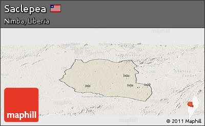 Shaded Relief Panoramic Map of Saclepea, lighten