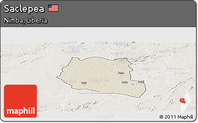 Shaded Relief Panoramic Map of Saclepea, lighten