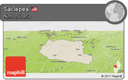 Shaded Relief Panoramic Map of Saclepea, physical outside