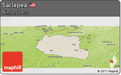 Shaded Relief Panoramic Map of Saclepea, physical outside
