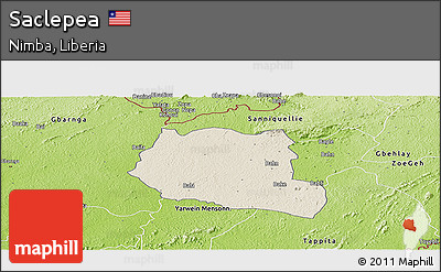 Shaded Relief Panoramic Map of Saclepea, physical outside
