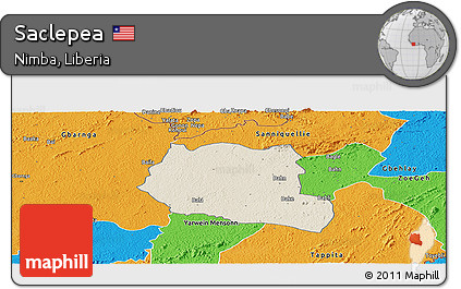 Shaded Relief Panoramic Map of Saclepea, political outside