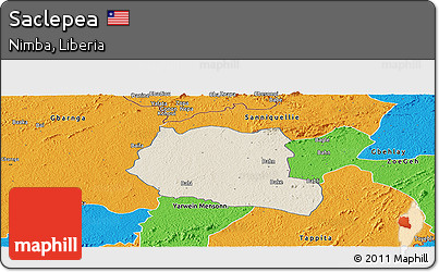 Shaded Relief Panoramic Map of Saclepea, political outside