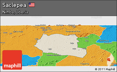 Shaded Relief Panoramic Map of Saclepea, political outside
