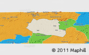 Shaded Relief Panoramic Map of Saclepea, political outside