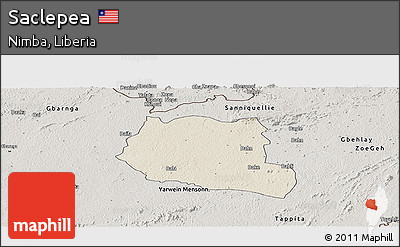 Shaded Relief Panoramic Map of Saclepea, semi-desaturated