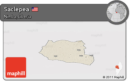 Shaded Relief Panoramic Map of Saclepea, single color outside