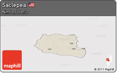 Shaded Relief Panoramic Map of Saclepea, single color outside