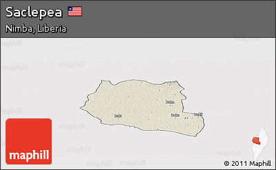 Shaded Relief Panoramic Map of Saclepea, single color outside