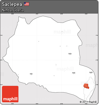 Silver Style Simple Map of Saclepea, cropped outside