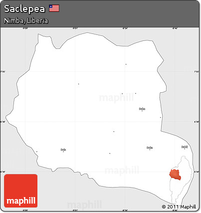 Silver Style Simple Map of Saclepea, single color outside
