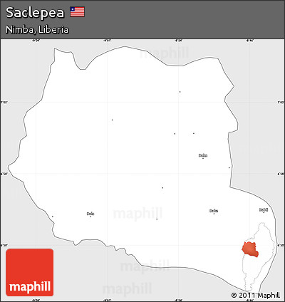 Silver Style Simple Map of Saclepea, single color outside