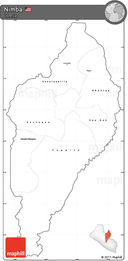 Blank Simple Map of Nimba, cropped outside
