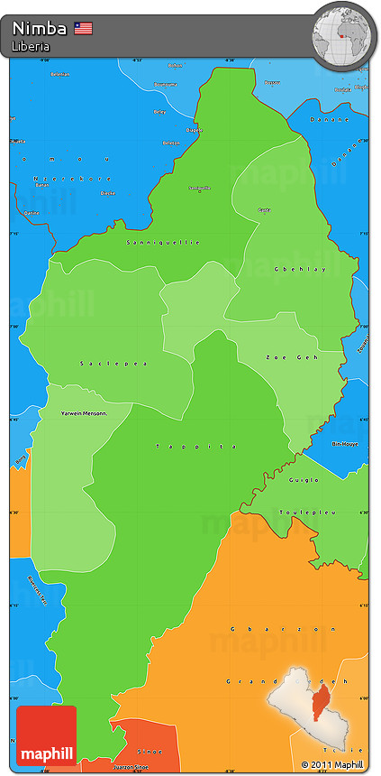Political Shades Simple Map of Nimba