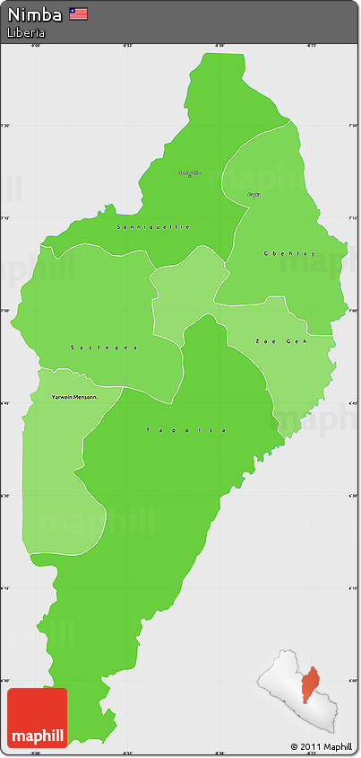 Political Shades Simple Map of Nimba, single color outside
