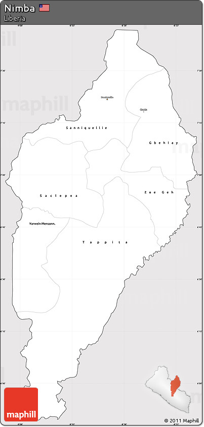 Silver Style Simple Map of Nimba, cropped outside