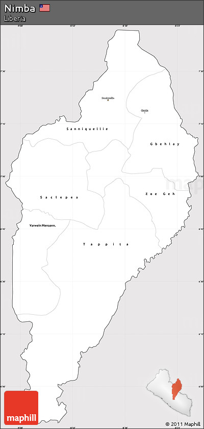 Silver Style Simple Map of Nimba, cropped outside