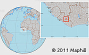 Gray Location Map of Yarwein Mensonn., within the entire country