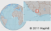 Gray Location Map of Yarwein Mensonn., highlighted parent region, hill shading