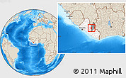 Shaded Relief Location Map of Yarwein Mensonn., highlighted country, highlighted parent region