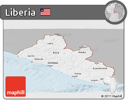 Gray Panoramic Map of Liberia, single color outside