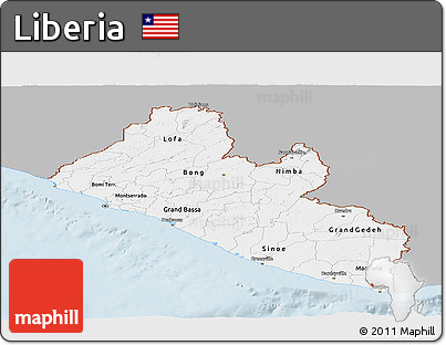 Gray Panoramic Map of Liberia, single color outside