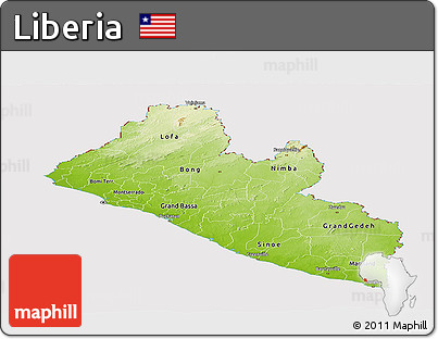 Physical Panoramic Map of Liberia, cropped outside