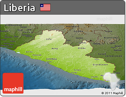 Physical Panoramic Map of Liberia, darken