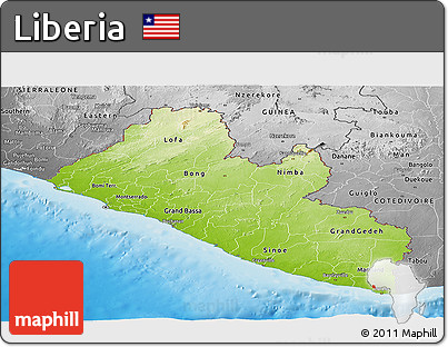 Physical Panoramic Map of Liberia, desaturated, land only