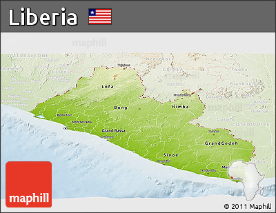 Physical Panoramic Map of Liberia, lighten