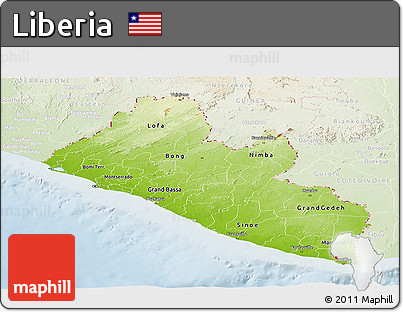 Physical Panoramic Map of Liberia, lighten