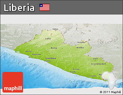 Physical Panoramic Map of Liberia, lighten, semi-desaturated, land only