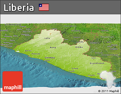 Physical Panoramic Map of Liberia, satellite outside
