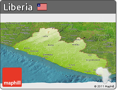 Physical Panoramic Map of Liberia, satellite outside