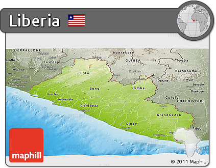 Physical Panoramic Map of Liberia, semi-desaturated, land only